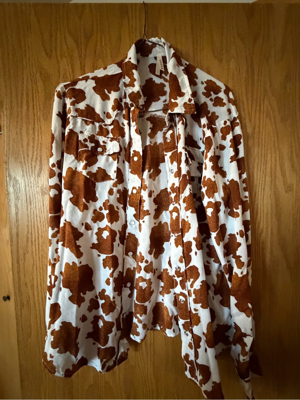 Roper Brown and White Cow Print Button-Down Shirt